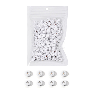 White Opaque Acrylic Beads PACR-YW0001-04B-1