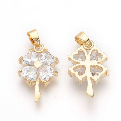 Brass Cubic Zirconia Pendants KK-R015-112G-1