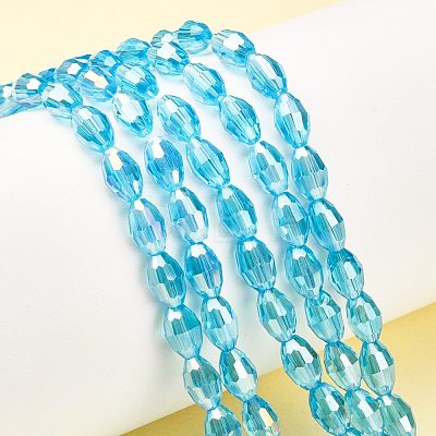 Electroplate Glass Beads Strands GC6X9MMC20Y-AB-1