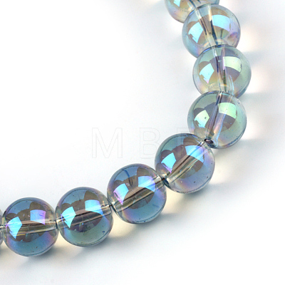 Electroplate Glass Beads Strands X-EGLA-Q062-8mm-A01-1