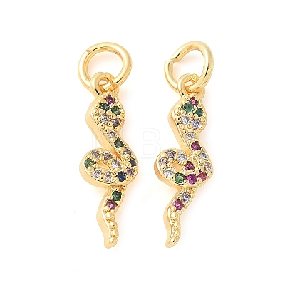 Brass Micro Pave Cubic Zirconia Charms KK-U056-35G-1