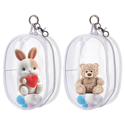 Oval Rectangle Transparent PVC Plastic Storage Zipper Bags ABAG-WH0040-39B-1