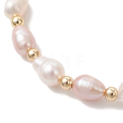 Natural Cultured Freshwater Pearl & 304 Stainless Steel Beads Stretch Bracelets for Women BJEW-JB13518-1