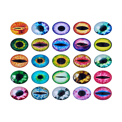 Eye Printed Glass Cabochons GGLA-BT0001-01-1