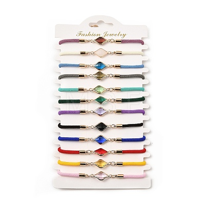 12Pcs 12 Colors Polyester Bracelets BJEW-P340-13G-G-1