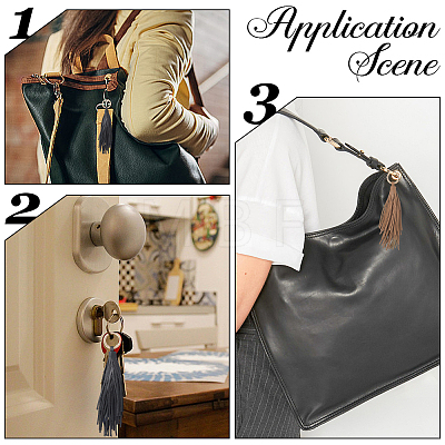 2Pcs 2 Colors PU Leather Tassel Pendan Keychains FIND-CL0001-88A-1