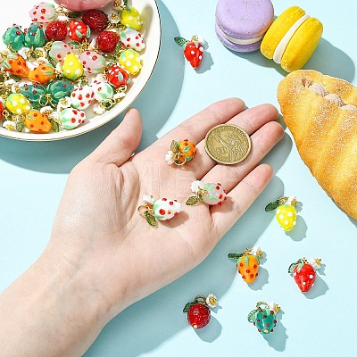 5Pcs Handmade Lampwork Pendants PALLOY-YW00108-03A-1