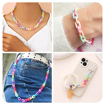 300Pcs Opaque Acrylic Linking Rings MACR-TA0002-83-1