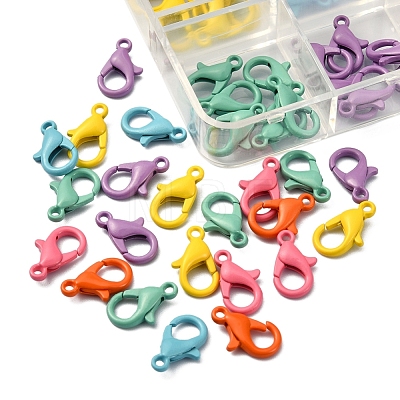 60Pcs 6 Colors Spray Painted Eco-Friendly Alloy Lobster Claw Clasps FIND-YW0001-40-NR-1