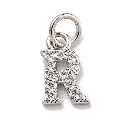 Initial Letter Brass with Cubic Zirconia Charms KK-Q814-26R-P-1