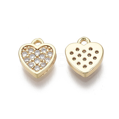 Brass Micro Pave Clear Cubic Zirconia Charms X-KK-R134-011-NF-1