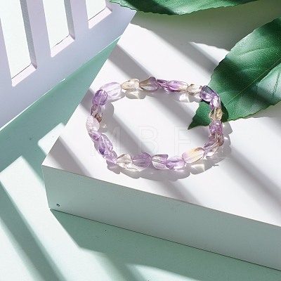 Natural Ametrine Nuggets Beads Stretch Bracelet for Her BJEW-JB06951-01-1