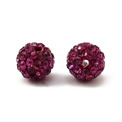 Fuchsia Round Grade A Pave Disco Ball Beads X-RB-H258-8MM-502-1
