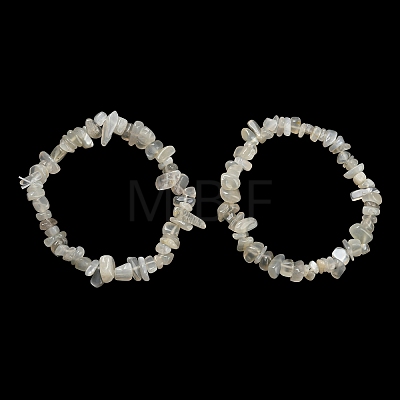 Natural White Moonstone Chip Beaded Stretch Bracelet LS-G-H294-01B-05-1