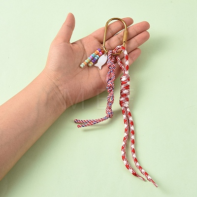 Natural Freshwater Shell with Polyester & Spandex Cord Pendant Decorations HJEW-YW00479-1