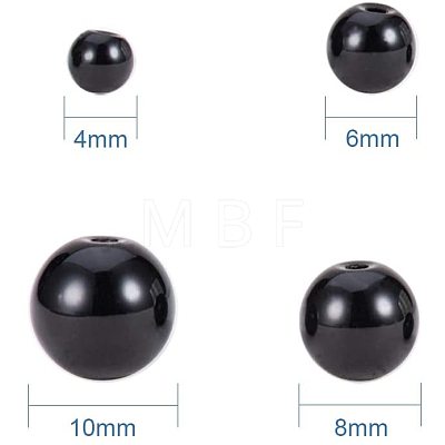 316 Pcs Synthetic Black Stone Round Beads Sets G-PH0019-03-1