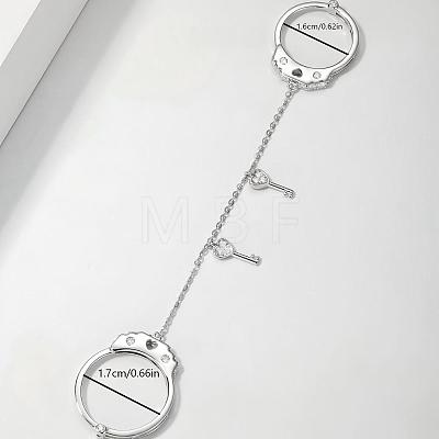 Brass Micro Pave Cubic Zirconia Double Finger Rings for Women LN2466-4-1