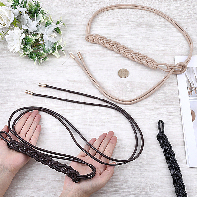 3Pcs 3 Colors PU Leather Rope Knot Tie Waist Belly Belts for Women AJEW-CL0003-71B-1