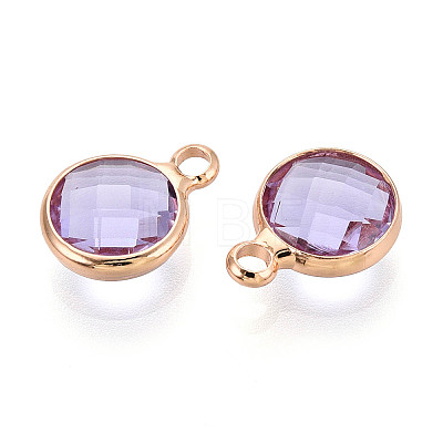 Golden Tone Brass Glass Charms GLAA-ZX008-24I-G-1