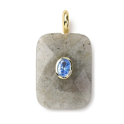 Natural Labradorite Faceted Pendants X-G-B186-01G-01-1