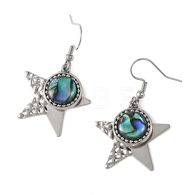 Paua Shell and 304 Stainless Steel Dangle Earrings EJEW-JE07471-03-1