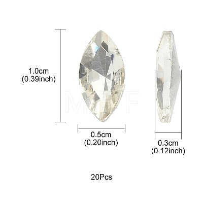20Pcs Pointed Back Glass Rhinestone Cabochons RGLA-YW0002-01-1