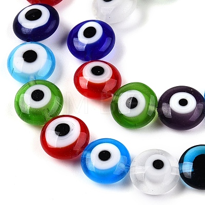 Handmade Evil Eye Lampwork Beads Strands LAMP-N024-27D-M-1