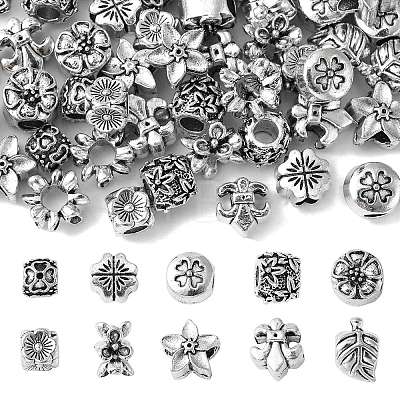 60Pcs 10 Styles Tibetan Style Alloy European Beads TIBE-CJ0001-26-1