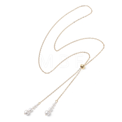 Adjustable Brass Cable Chain Lariat Necklaces NJEW-TA00229-1