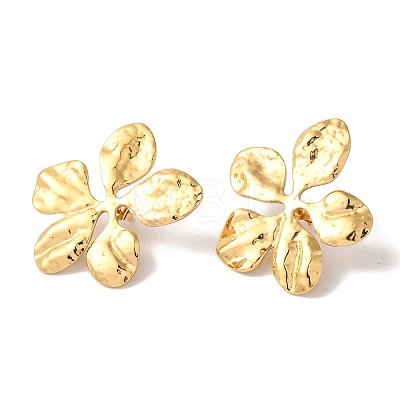 Textured Flower Ion Plating(IP) 304 Stainless Steel Stud Earrings for Women EJEW-L287-037G-1