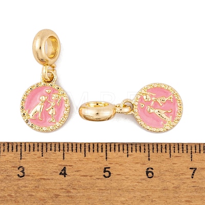 Rack Plating Alloy Pink Enamel European Dangle Charms FIND-C055-15G-1