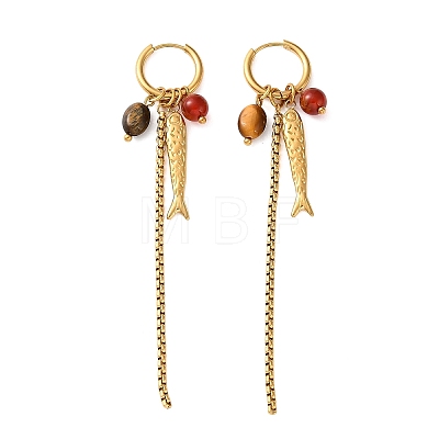 304 Stainless Steel Dangle Hoop Earrings for Women SA-CBA8C9C-02G-1