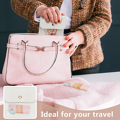 6Pcs Square PU Leather Jewelry Storage Bags with Iron Button ABAG-OC0001-18A-1
