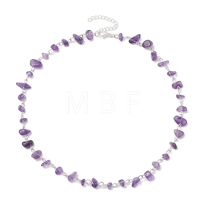 Natural Amethyst Chip Beaded Necklaces NJEW-JN05140-02-1