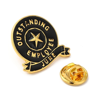 Golden Tone Alloy Outstanding Employee of The Month Enamel Pins JEWB-K021-07G-06-1