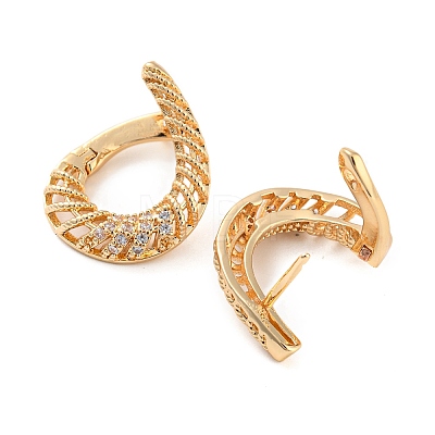 Rack Plating Brass with Cubic Zirconia Hoop Earrings for Women EJEW-G363-03KCG-1