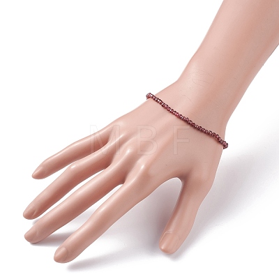 3mm Natural Garnet Beads Stretch Bracelet for Girl Women BJEW-JB07284-03-1