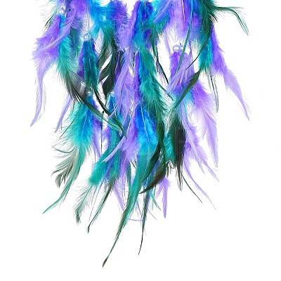 Iron Woven Web/Net with Feather Pendant Decorations LS-AJEW-P097-06-1
