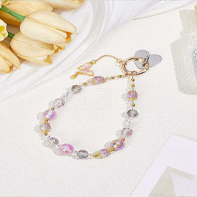 1Pc Glass & Acrylic Beaded Mobile Phone Straps AJEW-LP0004-37-1