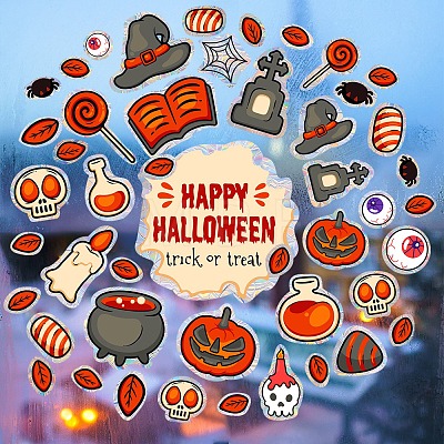 9Pcs Halloween Waterproof PVC Electrostatic Wall Stickers PW-WGA4AF2-01-1