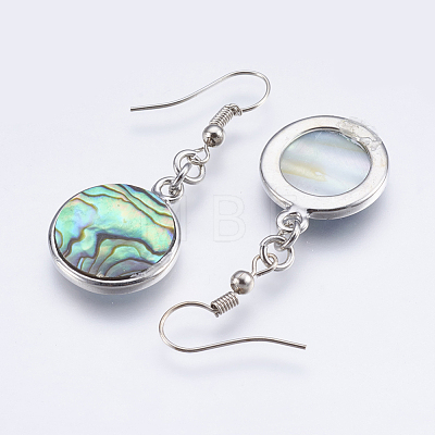 Abalone Shell/Paua Shell Dangle Earrings EJEW-F147-A08-1