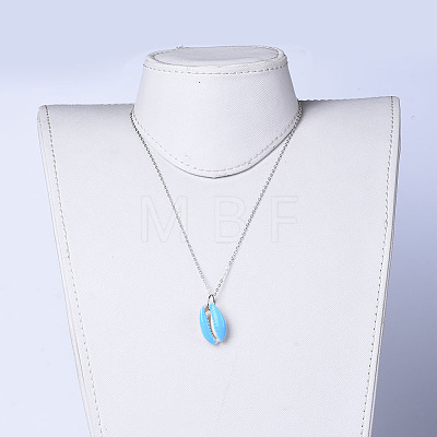 Cowrie Shell Beads Pendants Necklaces NJEW-JN02365-02-1