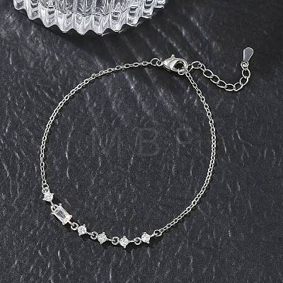 Brass Micro Pave Clear Cubic Zirconia Link Bracelets BJEW-E114-01C-P-1