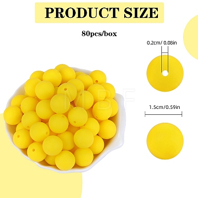 80Pcs Round Silicone Focal Beads SIL-SZ0001-24-11-1