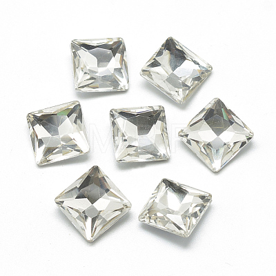 Pointed Back Glass Rhinestone Cabochons RGLA-T027-14x14mm-01-1