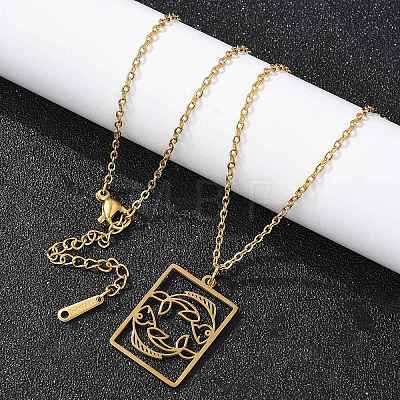 304 Stainless Steel Necklace NJEW-D330-01G-12-1