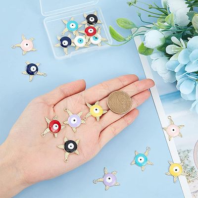 SUPERFINDINGS 16Pcs 8 Colors Alloy Enamel Pendants ENAM-FH0001-13LG-1