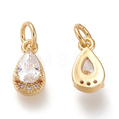 Brass Micro Pave Clear Cubic Zirconia Charms KK-F820-15C-G-1