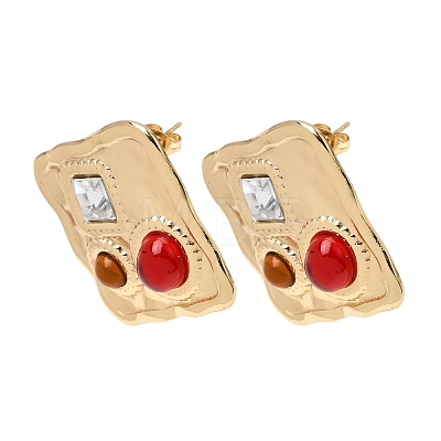 304 Stainless Steel Rhinestone Stud Earrings SA-CBAF6AD-26G-B-1