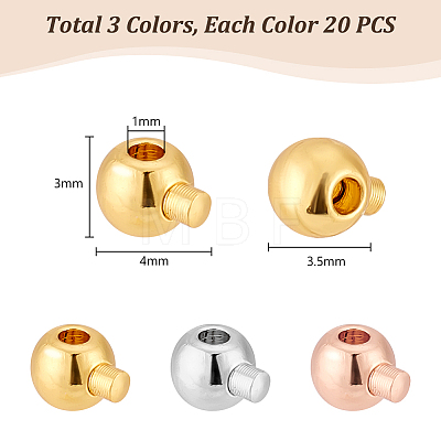   60Pcs 3 Colors Brass Crimp Beads KK-PH0006-32-1